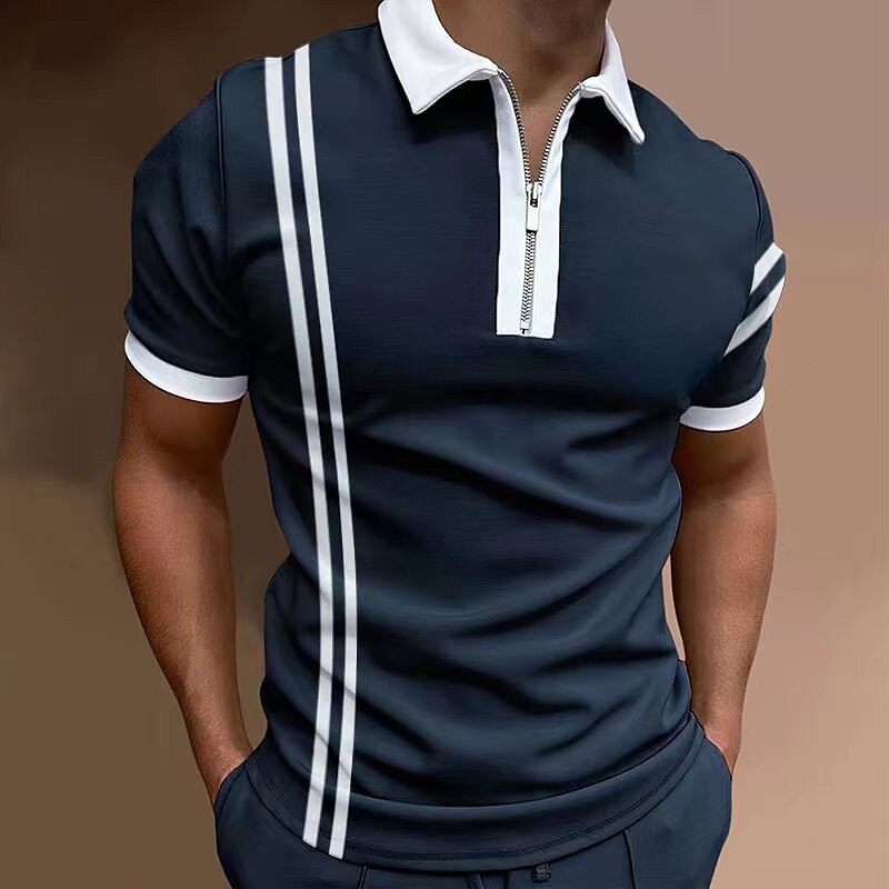 Men's Golf Shirt Striped Turndown Going out golf shirts Short Sleeve Tops Designer Punk & Gothic Sports Wine Black / Red Black / White