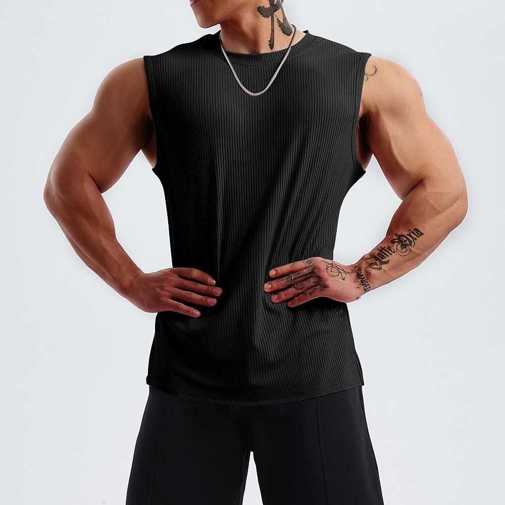 Men's Gym Athletic Breathable Moisture Wicking  Running Sleeveless Vest 