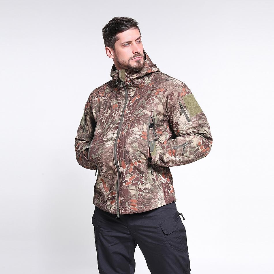 men's fleece waterproof overalls wholesale riding mountaineering soft shell camouflage clothing tactical outdoor camouflage jacket