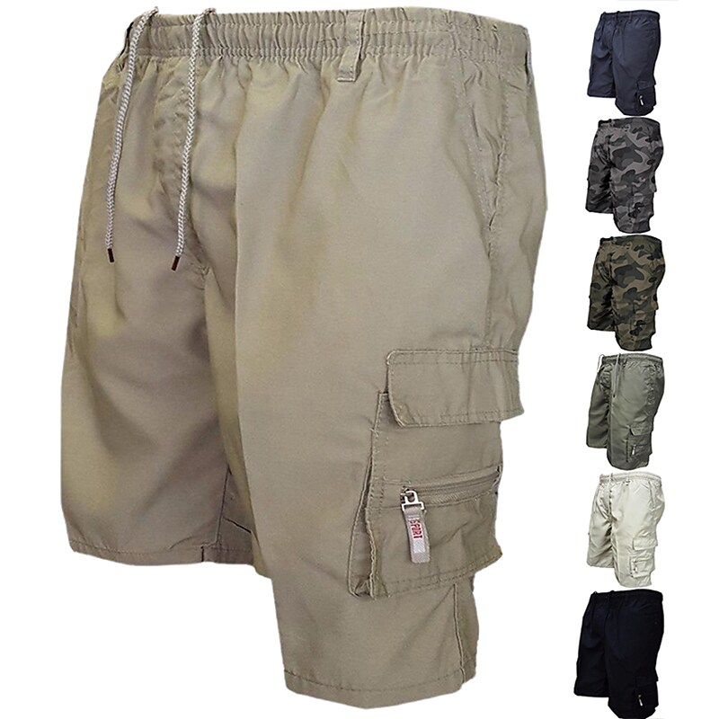 Men's Hiking  Tactical Outdoor  Zipper Pocket Drawstring Elastic Waist Cargo Shorts 