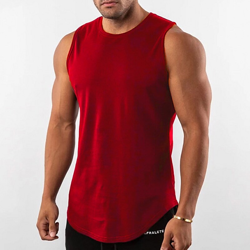 Men's Muscle  Plain Crew Neck Outdoor Classic Style Sleeveless   Vest