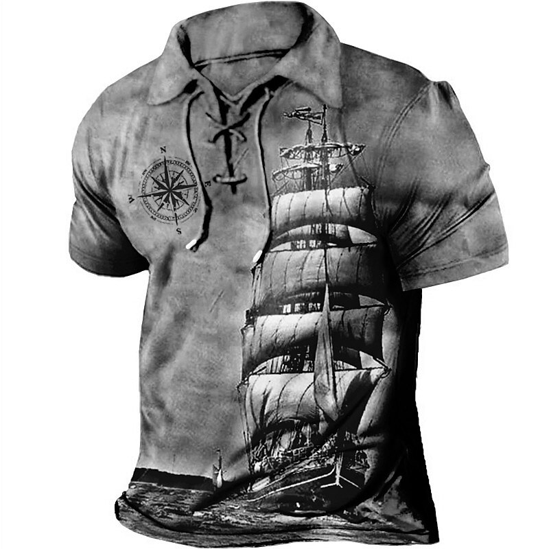 Men's Outdoor Golf Street Fashion Comfortable Breathable Lapel Soft Prints Short Sleeve Polo Shirt