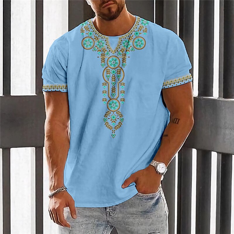 Men's Graphic Flower Crew Neck 3D Print   Short Sleeve T-shirt