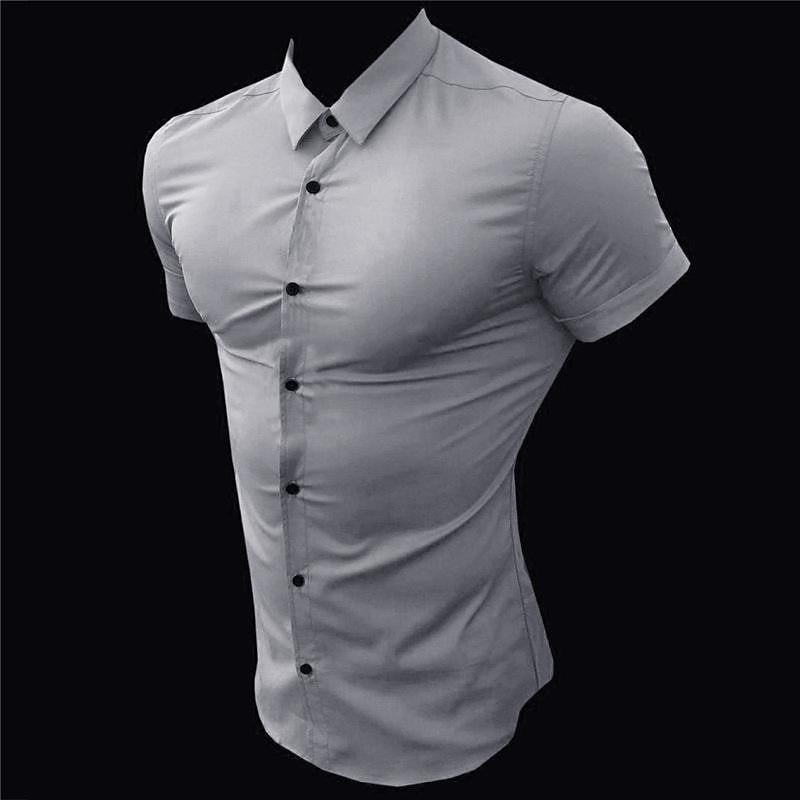 Men's thin solid color non-iron shirt