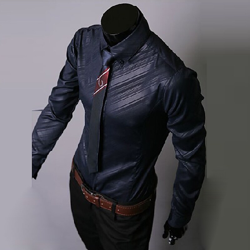 Men's shirt pattern solid color long sleeves