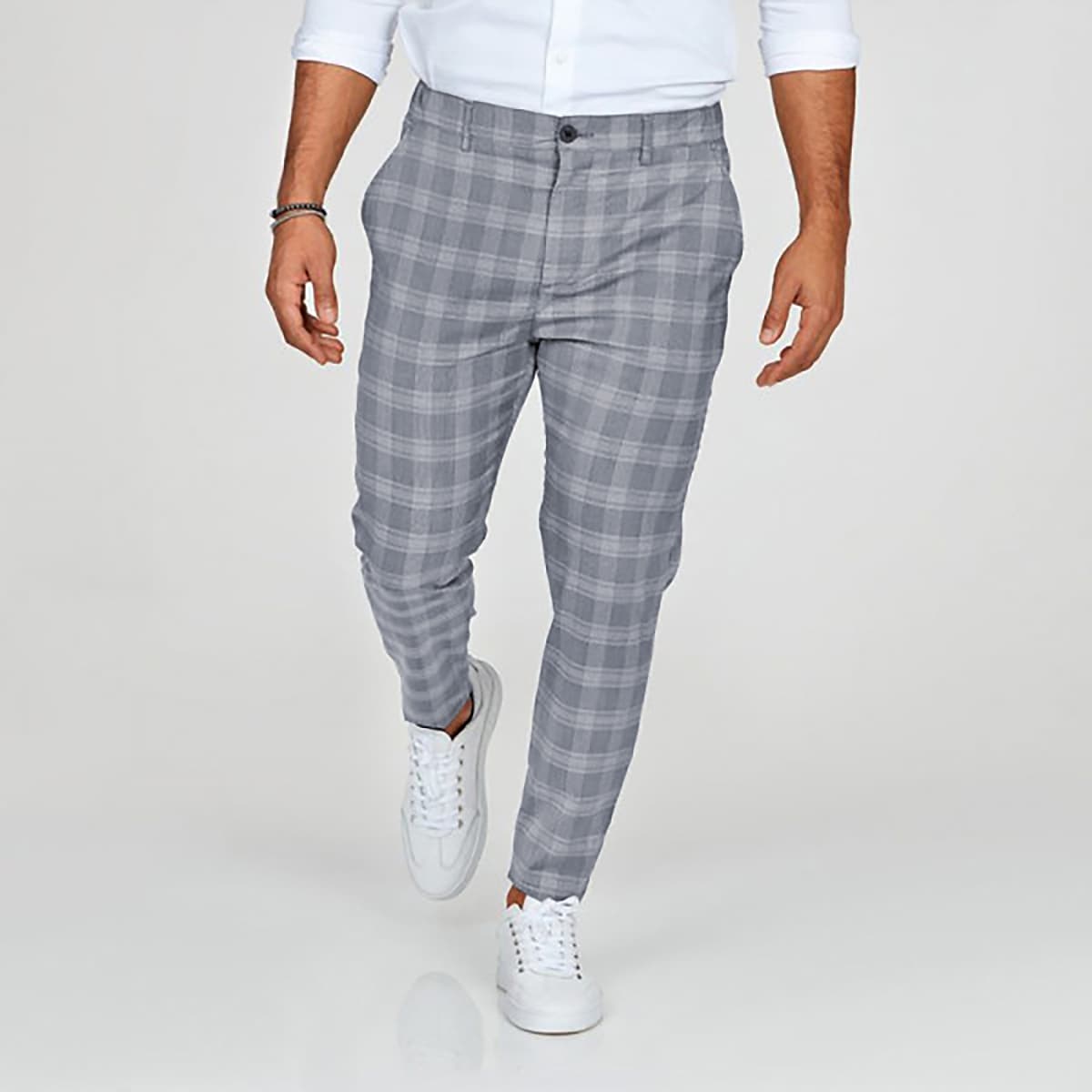 Men's Chinos Slacks Pencil Trousers Jogger Pants Plaid Checkered Lattice Soft Full Length Daily Weekend Office / Business Casual / Sporty Blue Light Green Inelastic / Fall