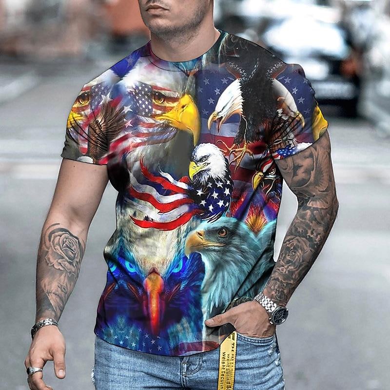 Men New eagle pattern sweatshirt men's european and american large size t-shirt