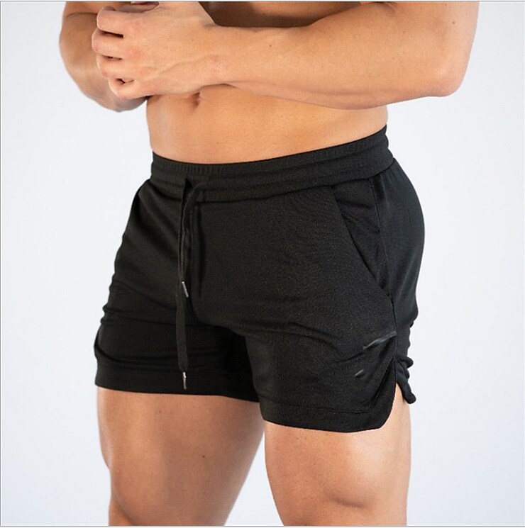 Men's Drawstring  Beach Gym Micro-elastic Solid Colored Sporty  Shorts 