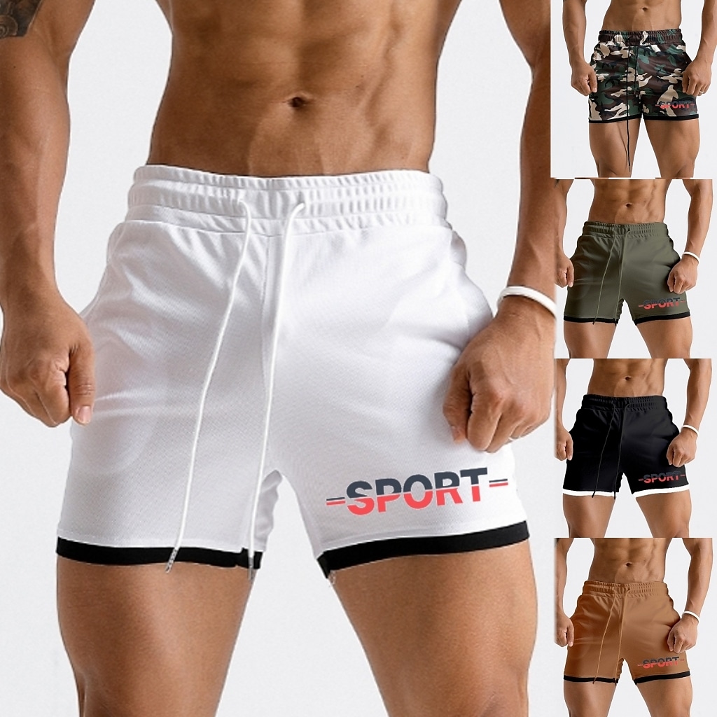 Men's Running  Gym Drawstring Side Pockets Shorts Athletic Breathable Soft Quick Dry  Shorts