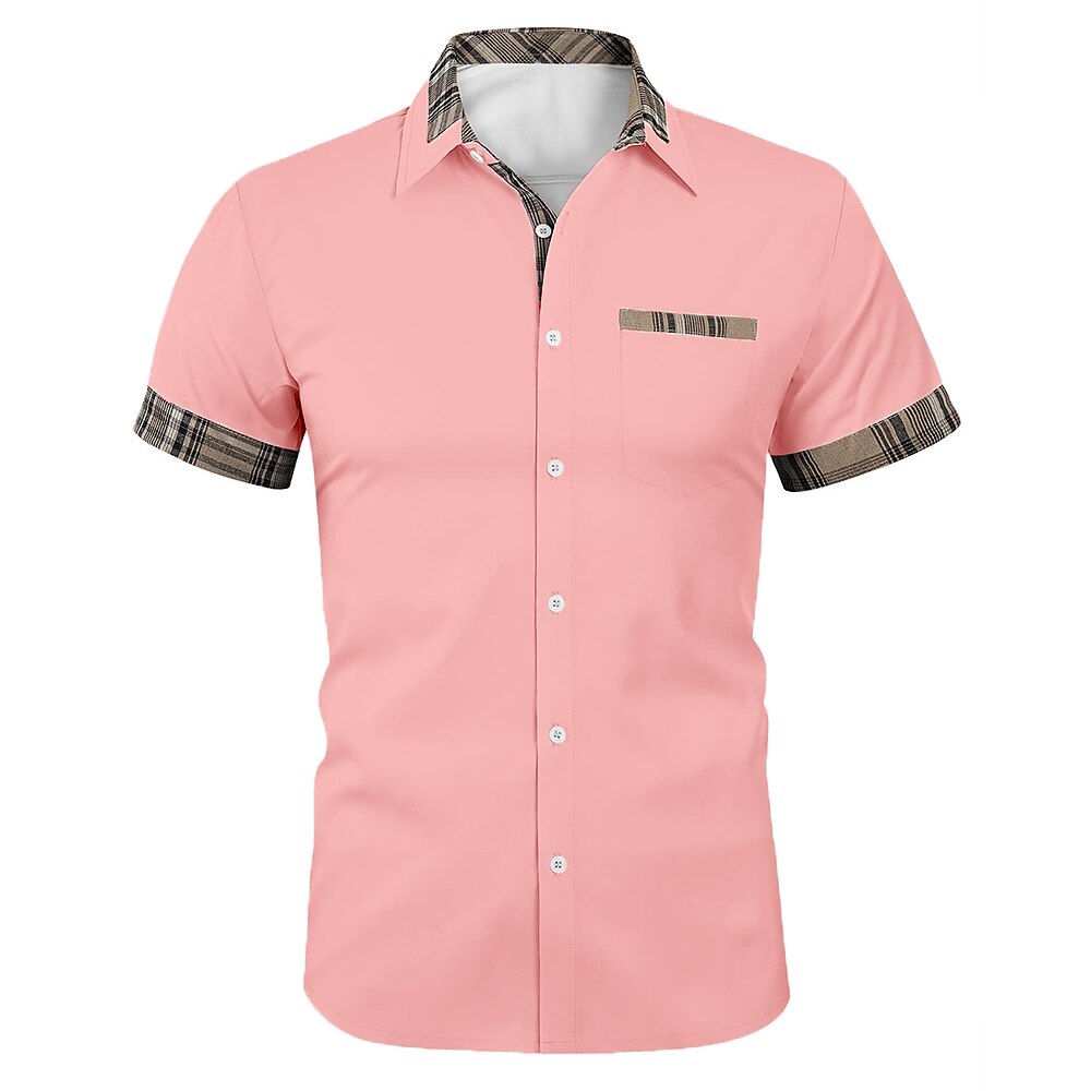 Men's Outdoor Street Casual Classic Fashion Breathable Comfortable Light Plaid Short Sleeve Shirt