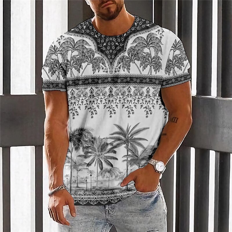 Men's  Graphic Coconut Tree Crew Neck 3D Print  Vintage Short Sleeve T-shirt 