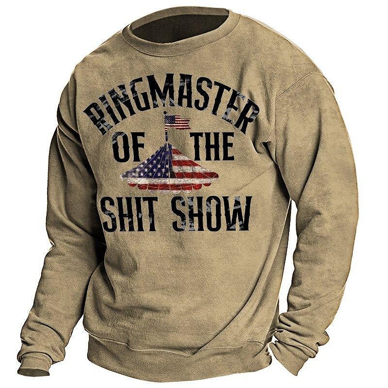  spring and autumn new men's 3d fashion american flag trend printing sweater