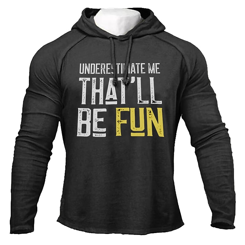 Men's Sweatshirt Letter Hooded Green Black Blue Khaki Casual Daily Long Sleeve Drawstring Print Clothing Apparel Cool Casual / Winter