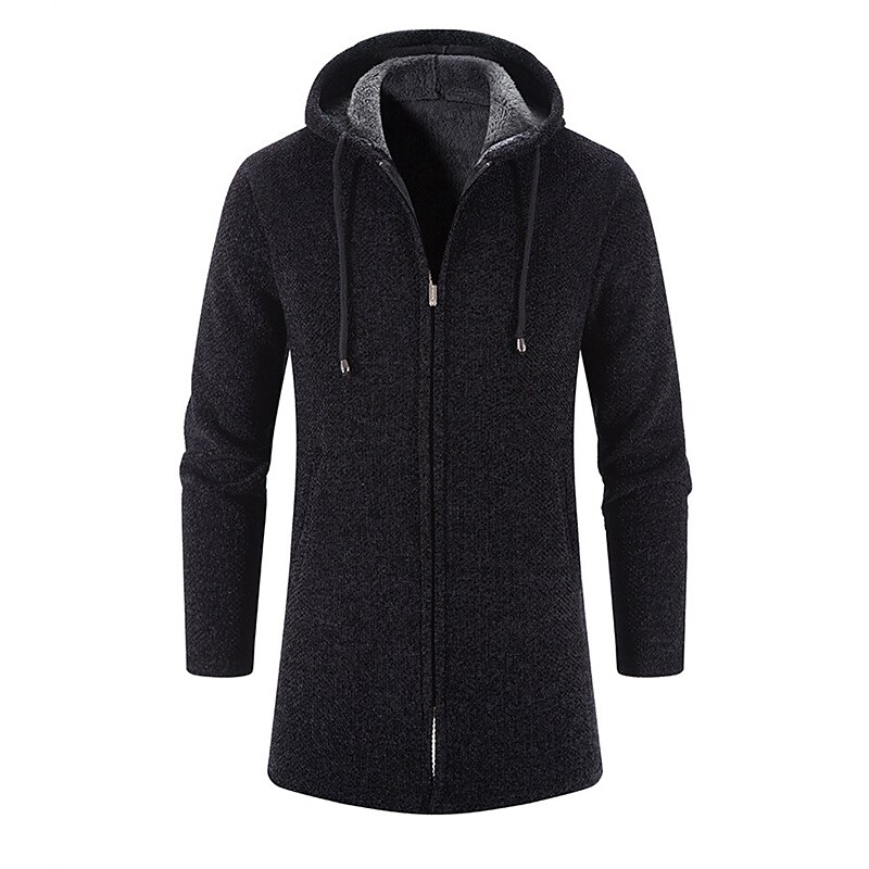 Men's Sweater Cardigan Sweater Sweater Hoodie Zip Sweater Sweater Jacket Ribbed Knit Tunic Knitted Solid Color Hooded 