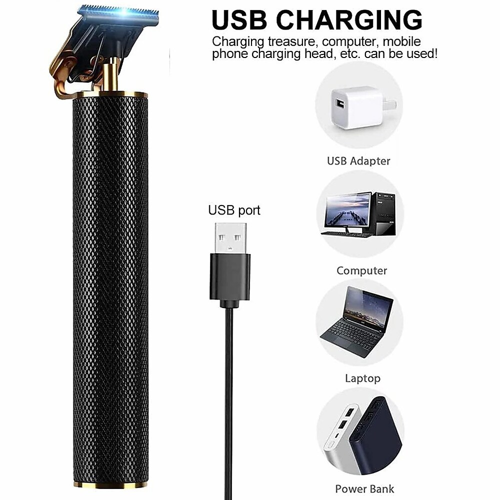 Professional Electric Hair Clippers Electric Pro Li Outliner Grooming Cordless USB Rechargeable T-Blade Hair Beard Trimmer for Men with 4 Guide Combs Haircut Machine