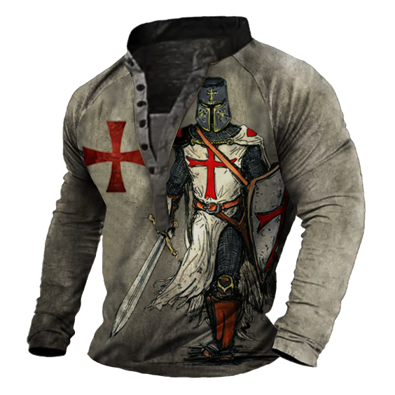 Men's Henley Shirt Tee T shirt Tee 3D Print Graphic Patterned Cross Plus Size Henley Daily Sports Button-Down Print Short Sleeve Tops Designer Basic Casual Big and Tall Brown / Summer / Summer