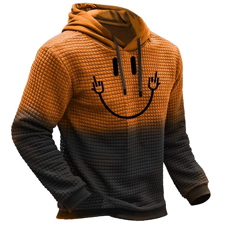 Men's Pullover Daily Classic Casual Pumpkin Graphic Prints Hoodies Waffle Hoodie Black Yellow Orange Long Sleeve Designer Halloween Holiday Going out Hooded 3D Print Print Spring &  Fall