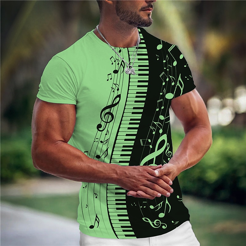 Men's Music Pano Keys Crew Neck Short Sleeve T-shirt