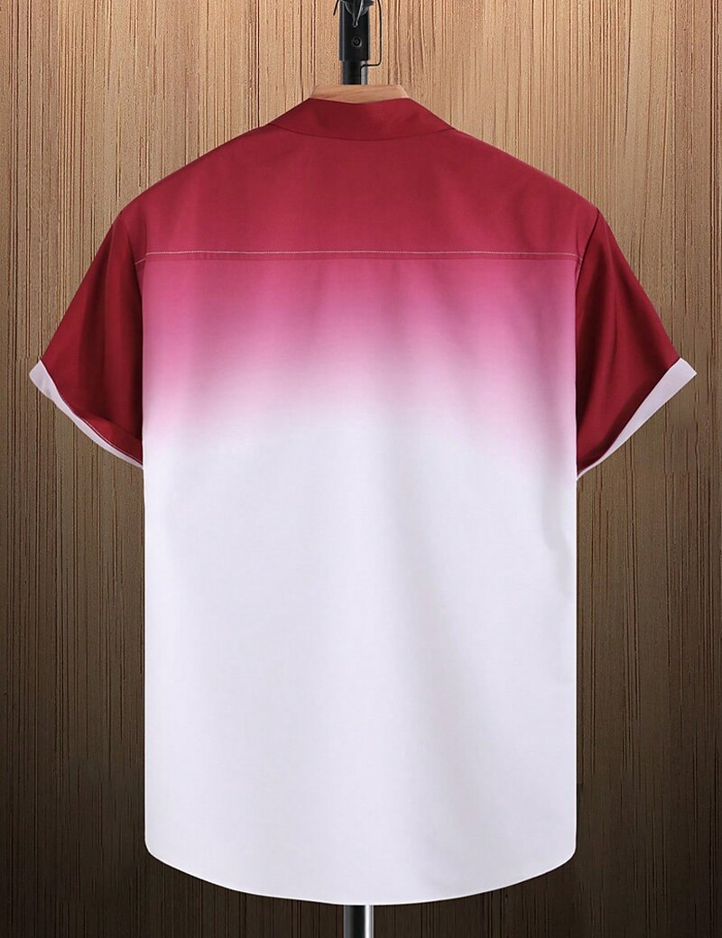 Men's Shirt Button Up Shirt Casual Shirt Summer Shirt Beach Shirt Yellow Pink Navy Blue Blue Orange Short Sleeve Gradient Lapel Daily Vacation Clothing Apparel Fashion Casual Comfortable