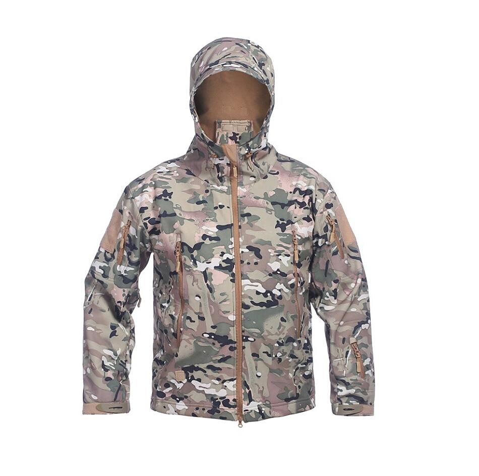 men's fleece waterproof overalls wholesale riding mountaineering soft shell camouflage clothing tactical outdoor camouflage jacket