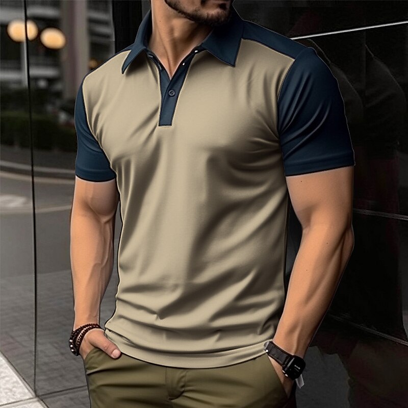 Men's Casual Holiday Lapel Classic Basic Short Sleeve Polo Shirt