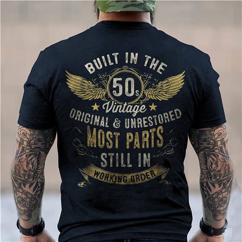 Men's Unisex T shirt Tee Letter Graphic Prints Crew Neck Army Green Da