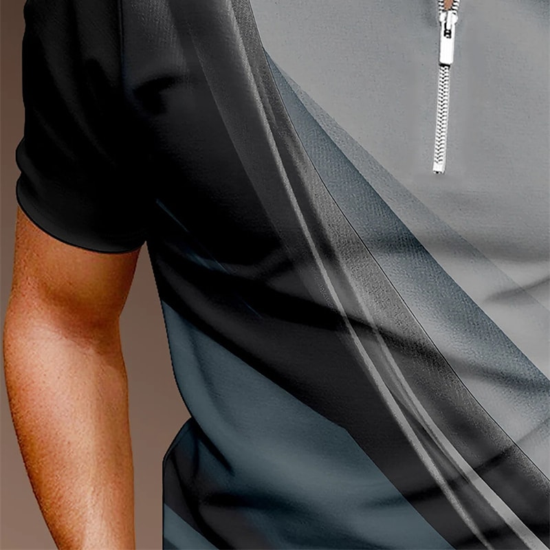 Men's Golf Shirt 3D Print Streamer Turndown Casual Daily Zipper Short Sleeve Tops Casual Fashion Comfortable Sports