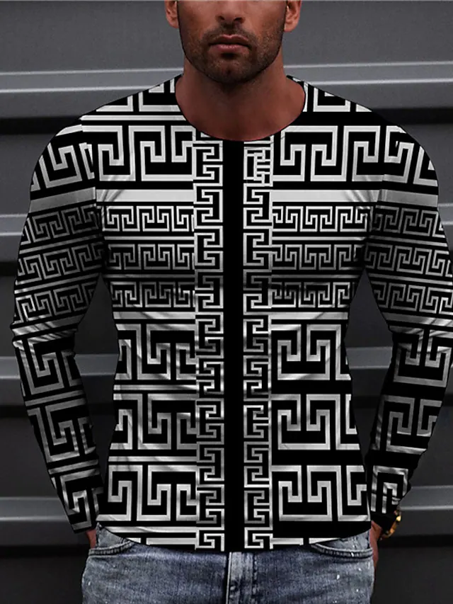 Men's 3D Abstract Print Long Sleeve