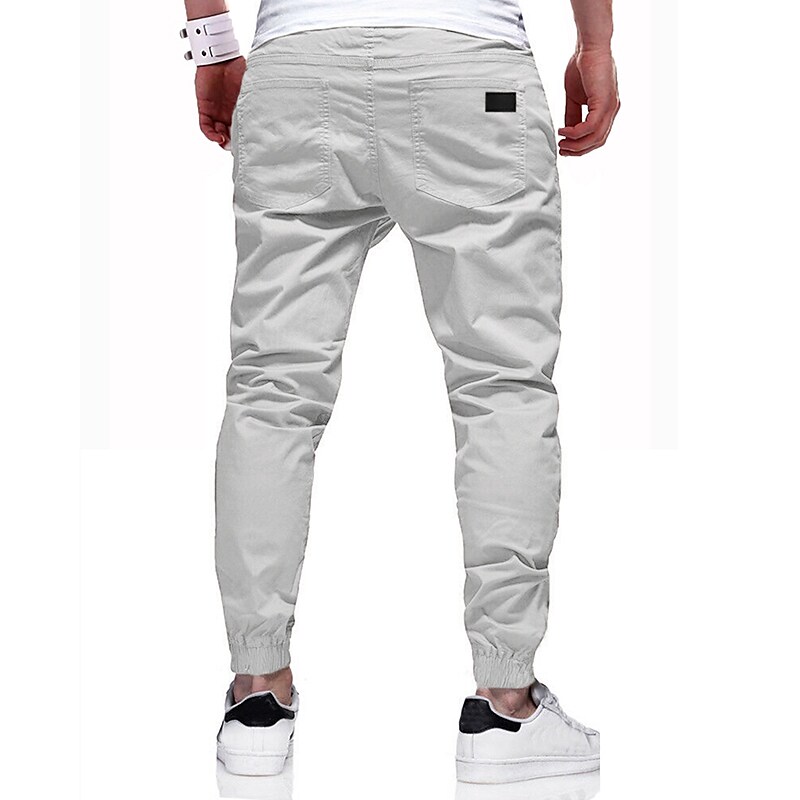 Men's Joggers Stylish Simple Sweatpants Casual Trousers Jogger Pants Solid Color With Elastic Waist Drawstring ArmyGreen Black Khaki Light gray Dark Gray