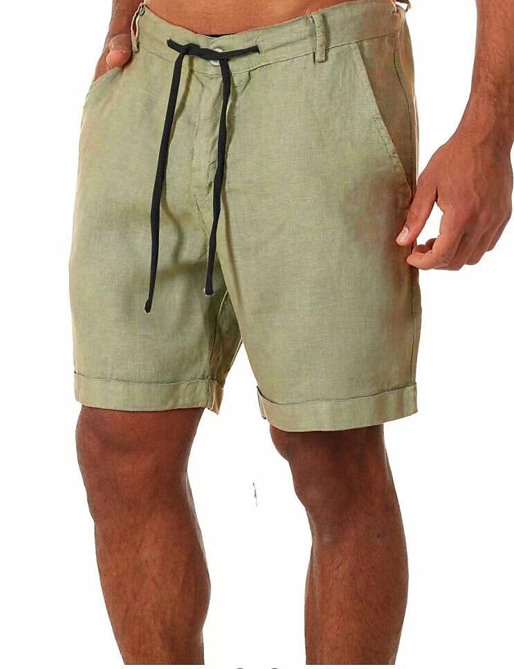 Men‘s Sporty Casual Breathable Soft Chinos Shorts Bermuda Shorts 100% Cotton Daily Holiday Beach Pants Solid Color Short Drawstring Blue Green White Beige / Summer
