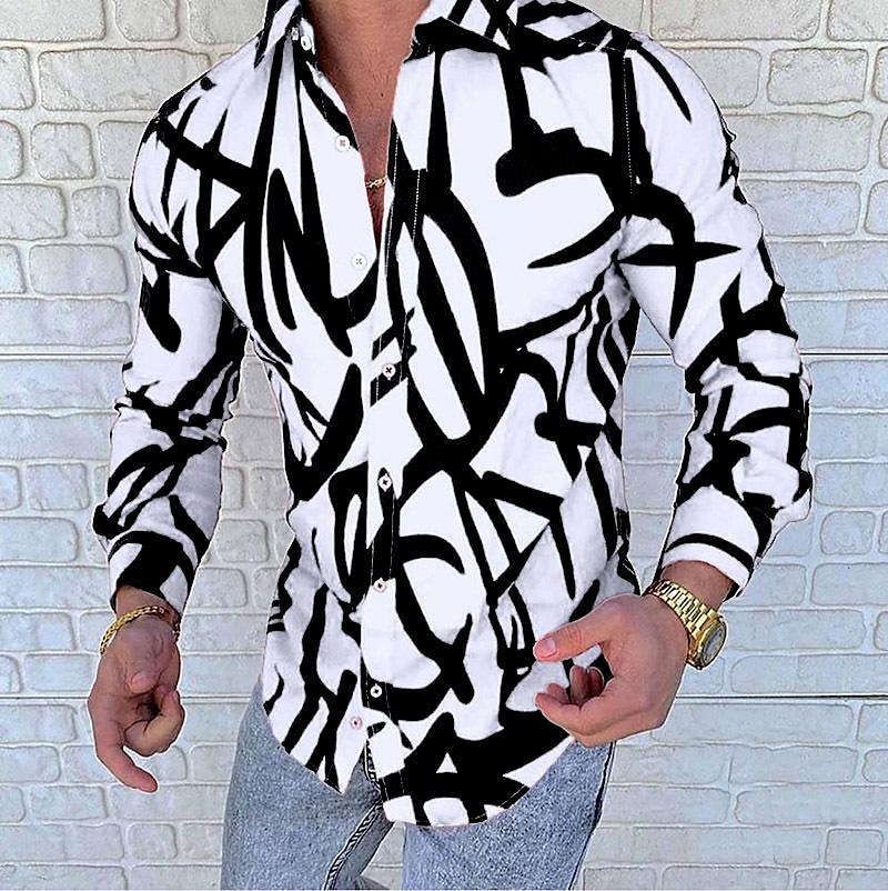 Lapel 3D Print Casual Shirt