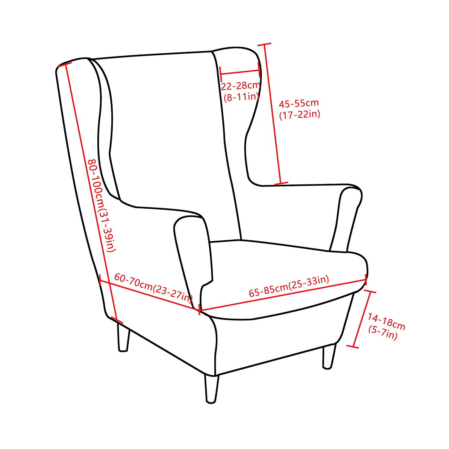 Wing Chair Slipcovers Spandex Stretch Sofa Covers Wingback Armchair Covers with Seat Pad Cushion Cover Arms Printing Pattern Fabric Furniture Protector for Living Room Wingback Chair #8835465