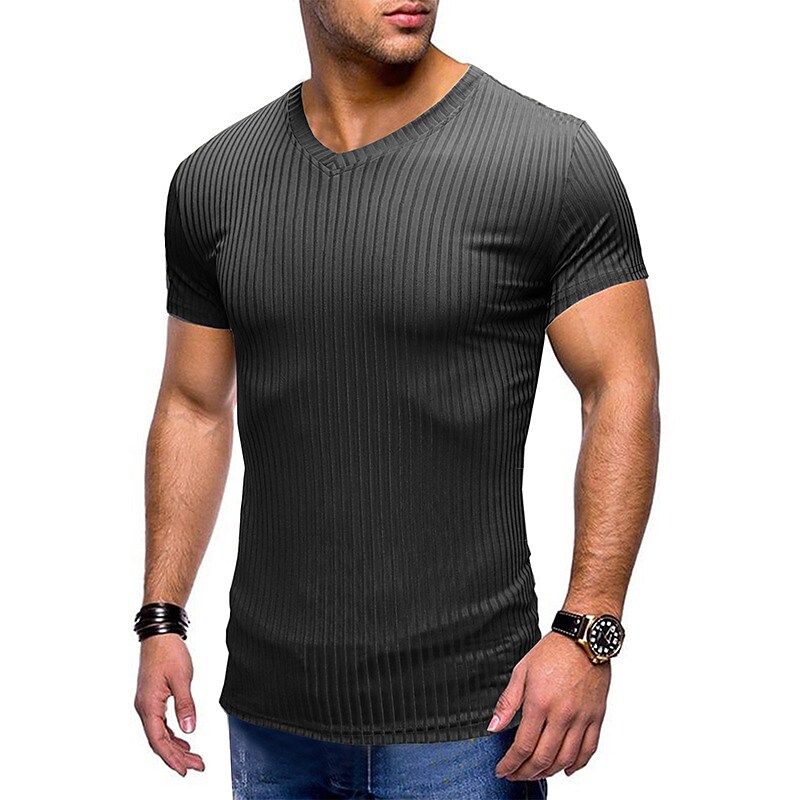 Men's Solid Color Plus Size Crew Neck Casual T-Shirt