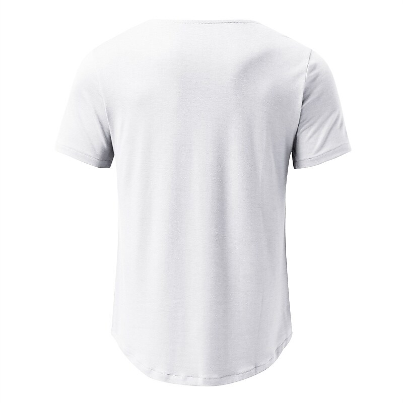 Men's T shirt Tee Solid Color V Neck Street Casual Short Sleeve Tops Basic Fashion Classic Comfortable White Black Army Green / Sports / Summer