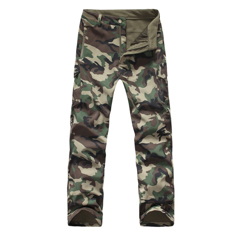 Men's Outdoor Sports Tactical Pants 3-in-1 Fleece Soft Shell Waterproof Camouflage Pants