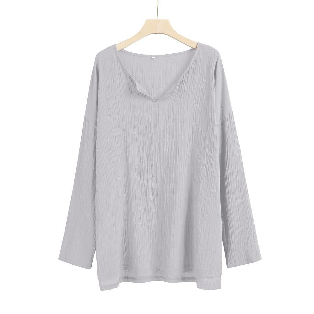 Men's Cotton Linen Solid Color Long Sleeve