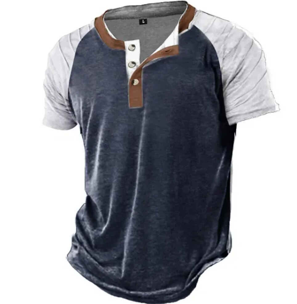 Men's Outdoor Street Casual Sport Breathable Comfortable Light Plain V-neck Short Sleeve Henley Shirt