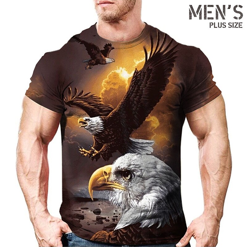 Men's Plus Size  Graphic Crew Neck Short Sleeve T-shirt