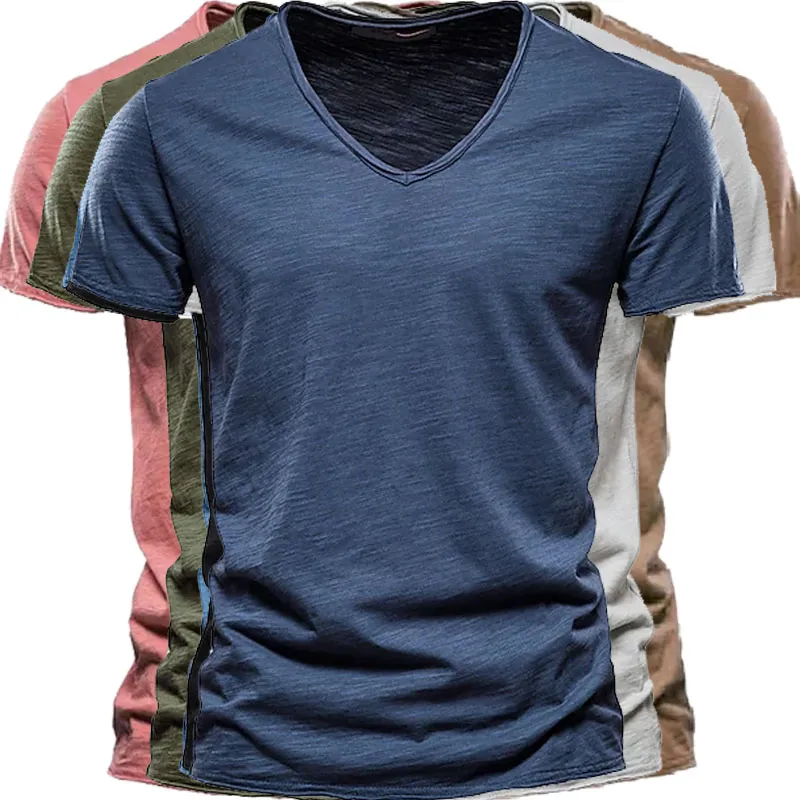 Men's Moisture Wicking Plain V Neck Short Sleeve T-shirt