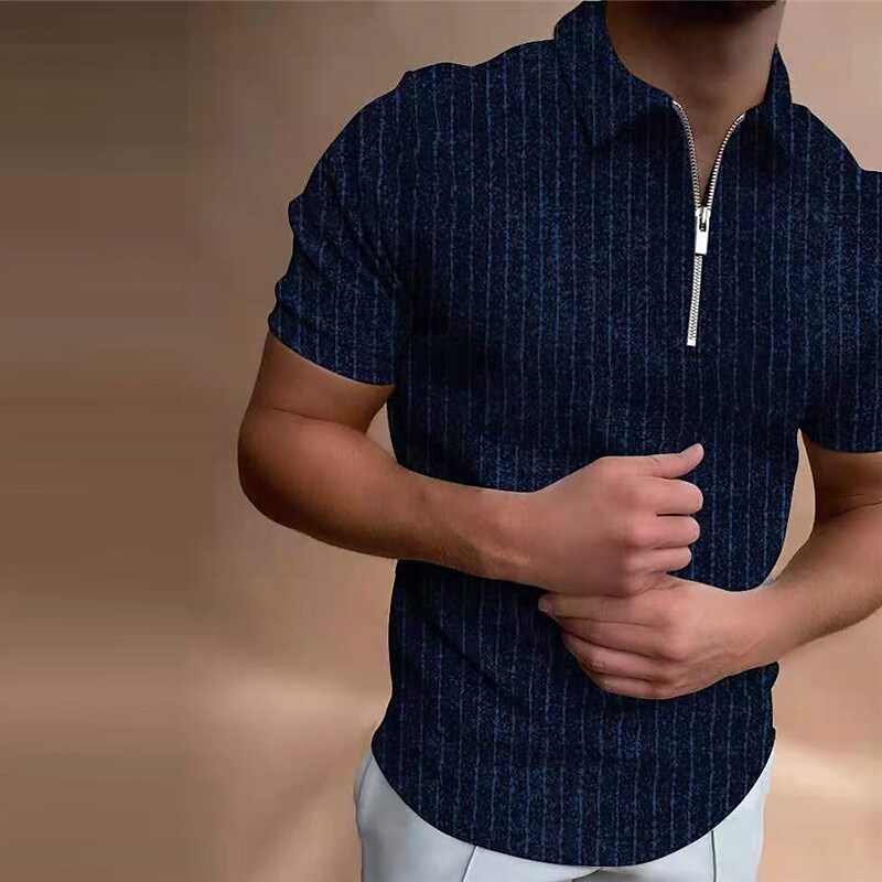 Men's striped zipper shirt