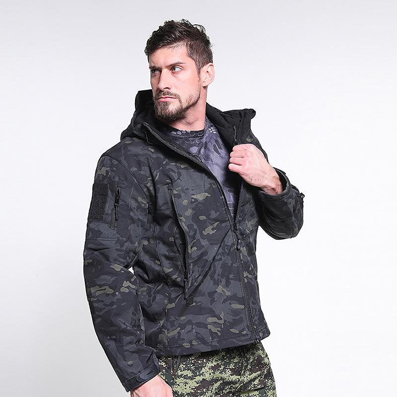 men's fleece waterproof overalls wholesale riding mountaineering soft shell camouflage clothing tactical outdoor camouflage jacket