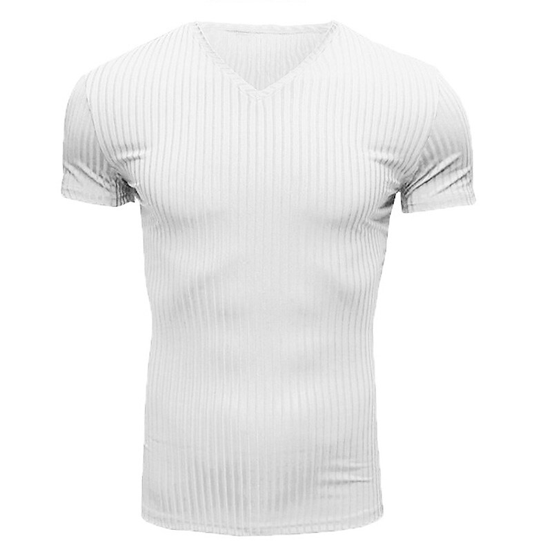 Men's Plain V Neck  Muscle Short Sleeves T-shirt 