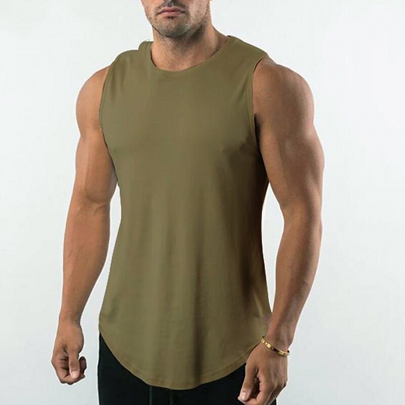 Men's Muscle  Plain Crew Neck Outdoor Classic Style Sleeveless   Vest