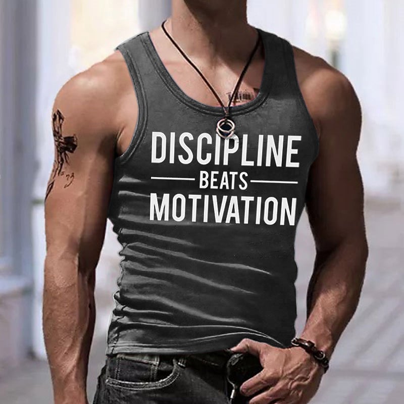 Men's Letter Crew Neck Sleeveless Undershirt 