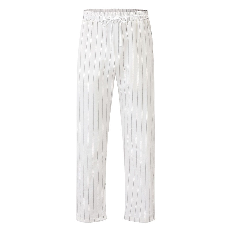 Men's Pocket Stripe Comfort Breathable Linen Pants