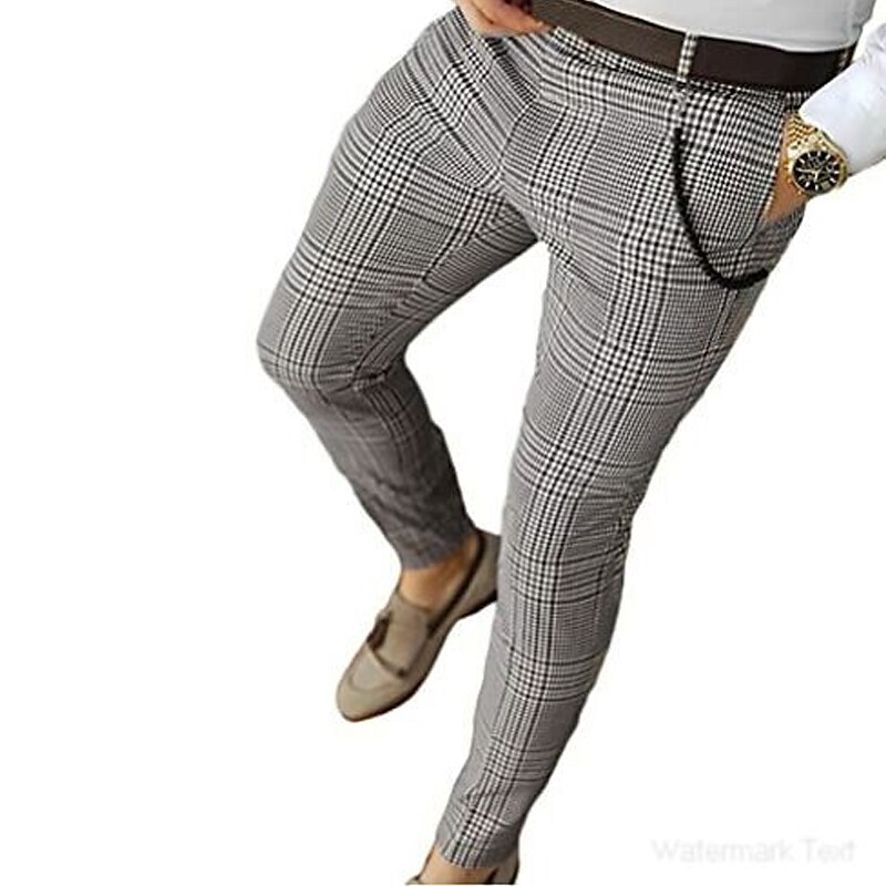 Men's Chinos   Pocket Straight Leg Print Color Block Lattice Graphic Prints  Jogger Pants