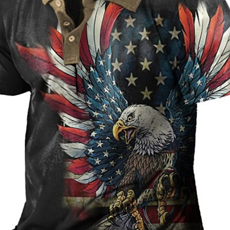 Men's Graphic National Flag Turndown 3D Short Sleeve Polo Shirt