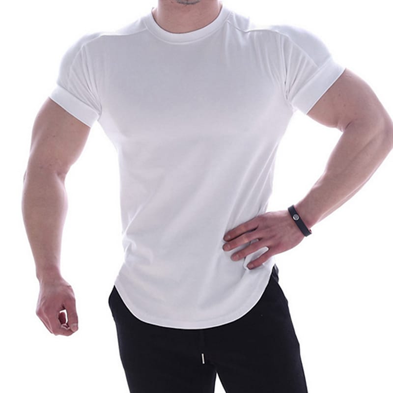 Men's sports t-shirt quick dry elastic short sleeve