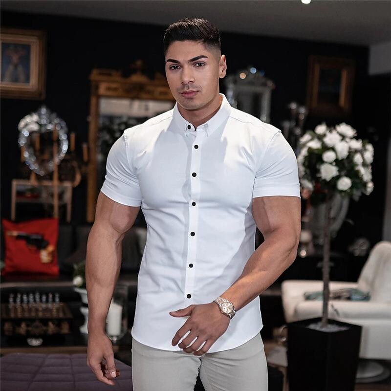 Men's thin solid color non-iron shirt