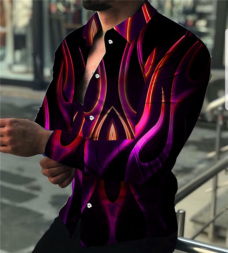 Men's 3D Printed Flame Shirt